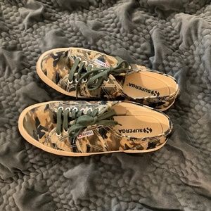 Superga Green Camo Canvas Sneakers Size 9-9.5